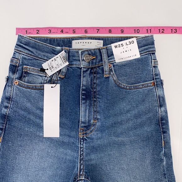 Topshop Jamie High Waisted Skinny Ripped Hem Jeans Size 2 - Picture 7 of 16